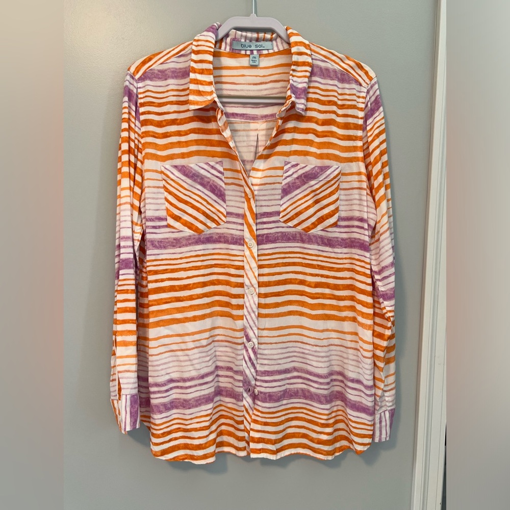Striped Orange and Purple Women's Swim Coverup
